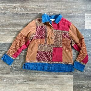 Bechamel Patchwork Paisley Western Jacket Large Boho Mixed Media Denim Moleskin
